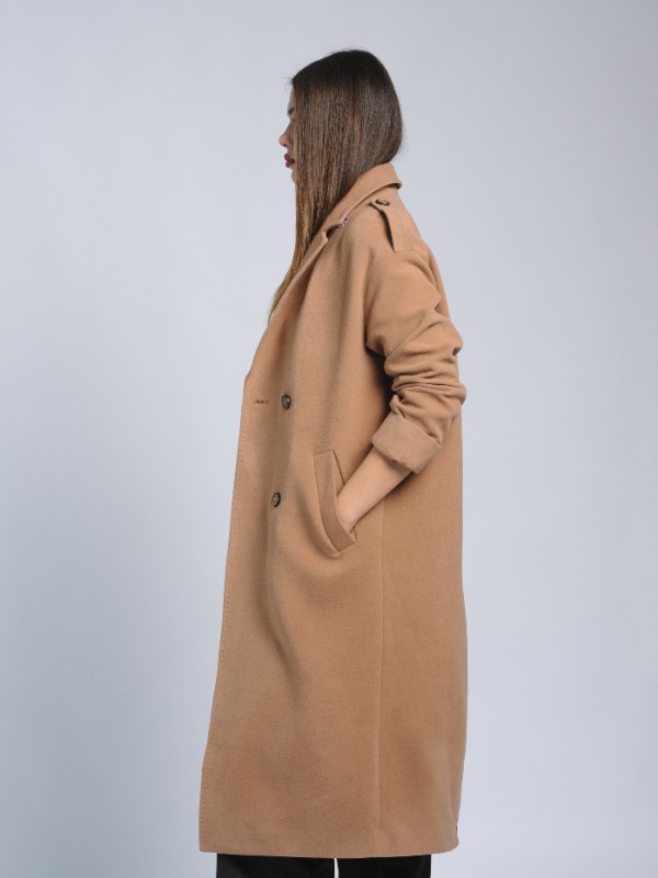 Пальто женское AOSILEIBANG fashion 1030 коричневое