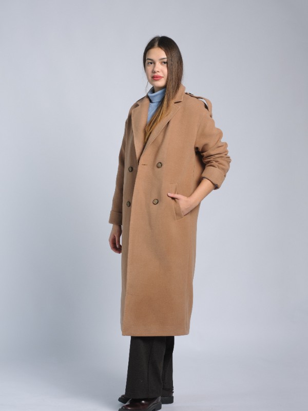 Пальто женское AOSILEIBANG fashion 1030 коричневое