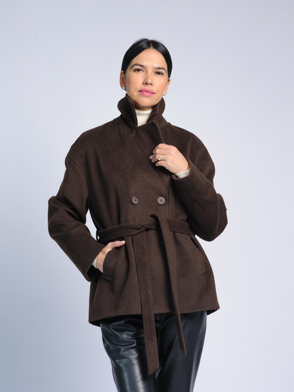 Пальто женское AOSILEIBANG fashion 1199 коричневое