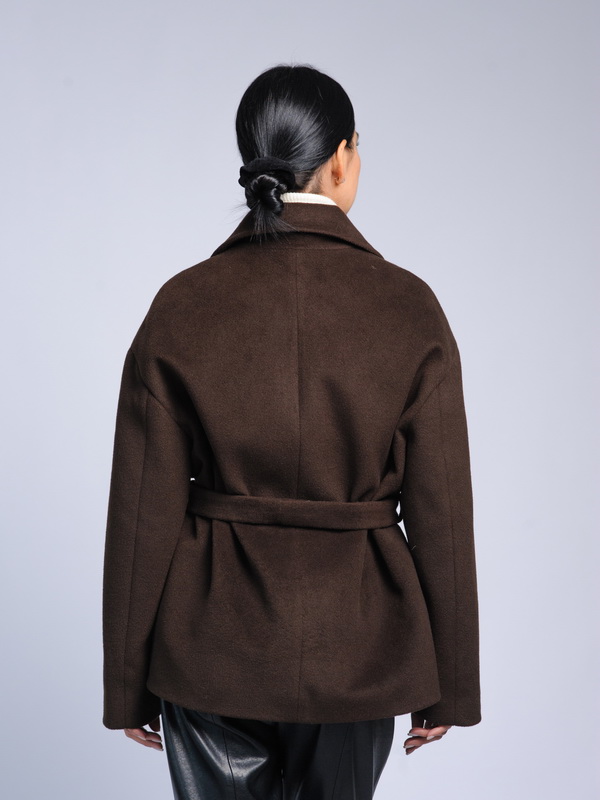 Пальто женское AOSILEIBANG fashion 1199 коричневое