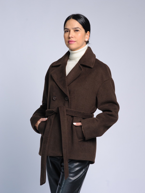 Пальто женское AOSILEIBANG fashion 1199 коричневое