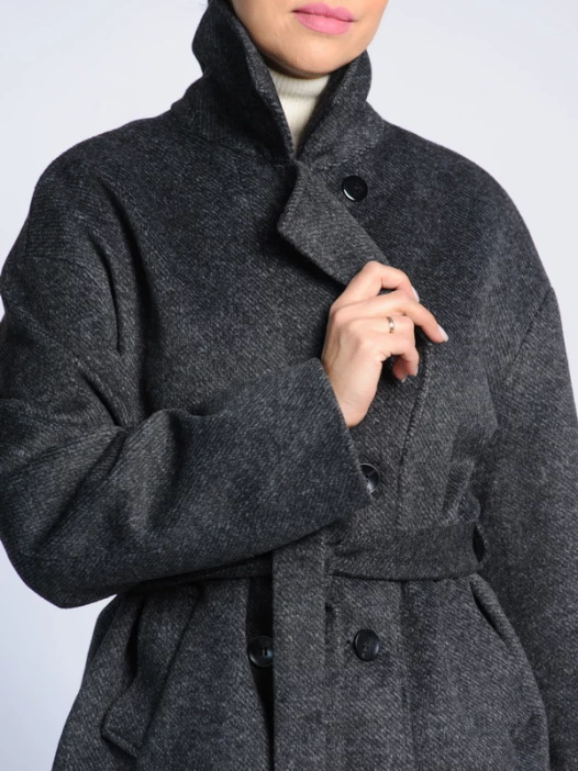Полупальто женское AOSILEIBANG fashion 1199 темно-серый