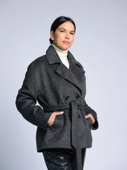 Полупальто женское AOSILEIBANG fashion 1199 темно-серый