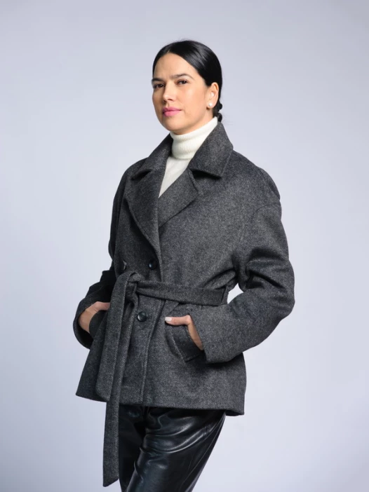 Полупальто женское AOSILEIBANG fashion 1199 темно-серый