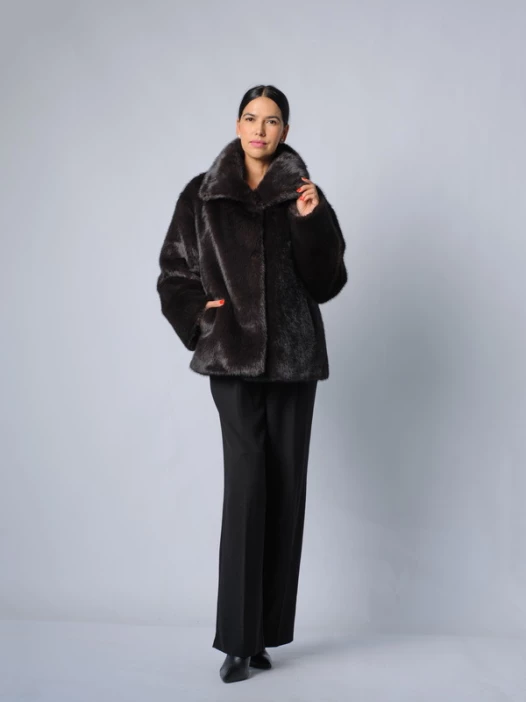 Шуба женская темно-коричневая AOSILEIBANG fashion 9965-65
