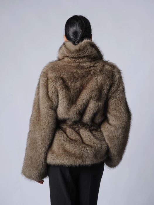 Шуба женская коричневая AOSILEIBANG fashion 9711-65C