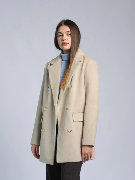 Пальто женское молочное AOSILEIBANG fashion 1119