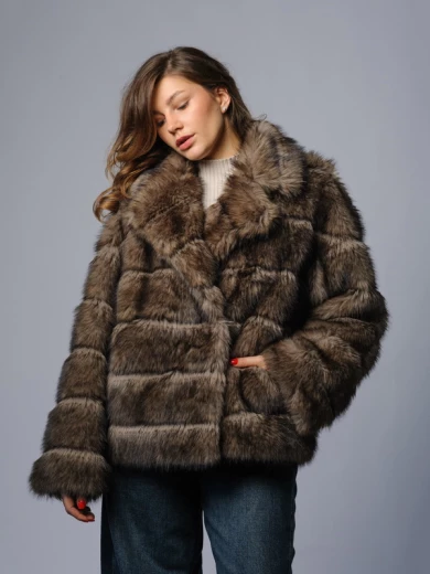 Шуба женская коричневая AOSILEIBANG fashion 9920-65