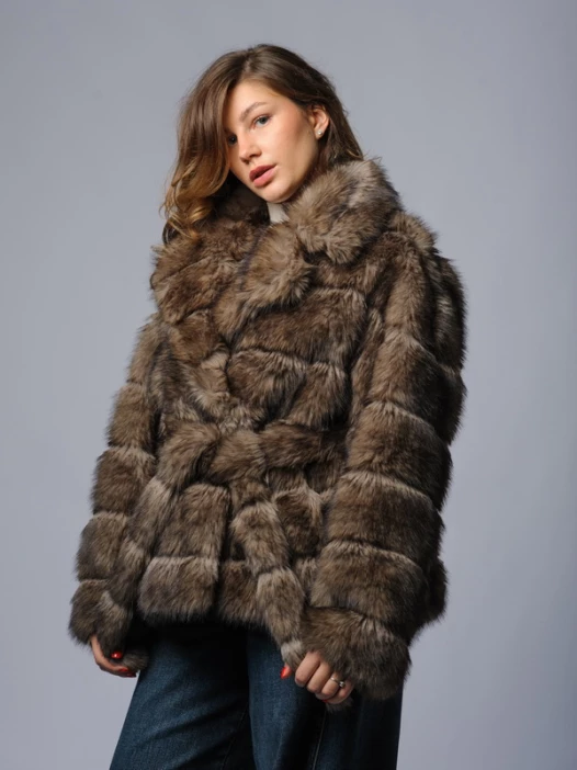 Шуба женская коричневая AOSILEIBANG fashion 9920-65